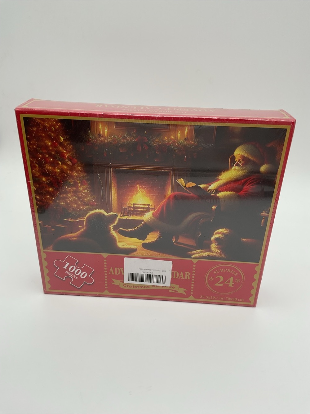 Holiday Advent Puzzle - Red Santa Fireplace and Dog design
